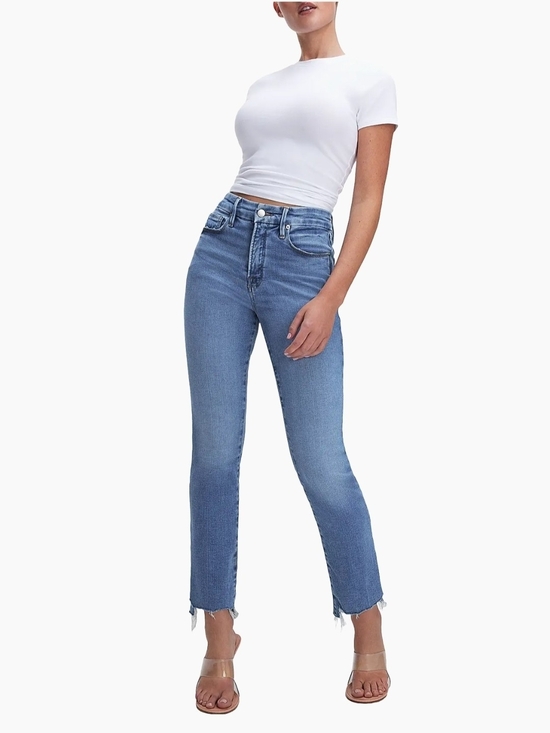 Good American Pants - NEW!! Good American 'Good Legs Straight' Mid-Rise Straight Jeans Light Blue,NWT